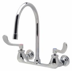 ZURN Gooseneck Kitchen/Bathroom Faucet: Wall, Widespread, Cast Brass, Chrome, 2.2 gpm Flow Rate (MPN Z842C4-XL). Key specifications — Color/Finish: Chrome; Series: AquaSpec®.