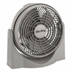 AIR KING Cooling Fan: 9 in Blade Dia, Non-Oscillating, 520 cfm_610 cfm_700 cfm Airflow, Cradle (MPN 9530). Key specifications — Voltage: 120V AC; Oscillation: Non-Oscillating; Number of Speeds: 3; Power Source: Plug-In; Brand: AIR KING.