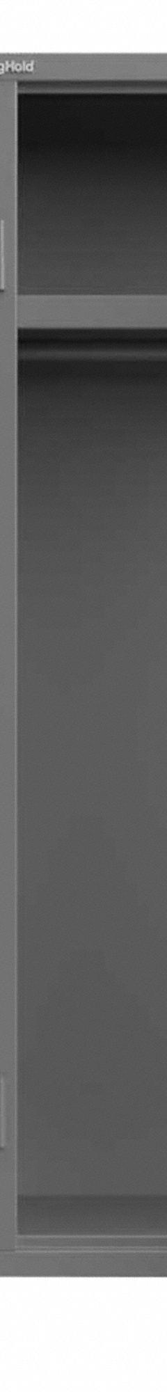 STRONG HOLD Locker: 48 in x 24 in x 75 in, Ventilated, 1 Tiers, 2 Units Wide, Padlock Hasp, Steel (MPN 46-2H-24-1T-L). Key specifications — Brand: STRONG HOLD; Locker Color: RAL 7037 "Dusty Gray"; Door Type: Ventilated; Locker Material: Steel; Assembled: Assembled; Number Plate Included: No.