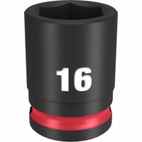 MILWAUKEE Standard Impact Socket: 3/8 in Drive Size, Metric, 16 mm Socket Size, 6-Point, Std (MPN 49-66-6140). Key specifications — attr1215501: MILWAUKEE; attr1215515: Black Phosphate; attr1215518: 16 mm.