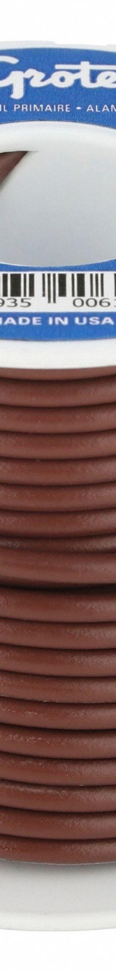 GROTE Primary Automotive Wire: GPT, 25 ft, 1 Conductor, 16 AWG, Brown, 60 V Volt (MPN 89-8001). Key specifications — Brand: GROTE.