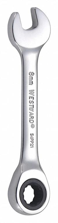 WESTWARD Combination Wrench: Alloy Steel, Chrome, 8 mm Head Size, 3 1/2 in Overall Lg, Std (MPN 54PP21). Key specifications — attr309600: 8 mm; attr309611: Chrome; attr309610: Alloy Steel; attr309604: No; attr309612: No; attr309613: No; attr309615: No; attr324932: WESTWARD.