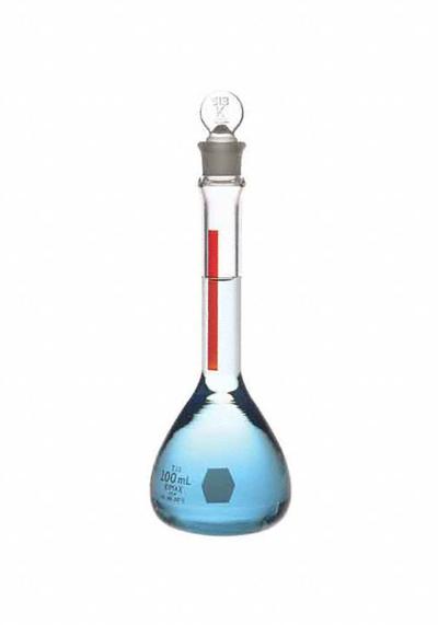 KIMBLE Volumetric Flask: 100 mL, Colorless, Conical, A, +/-0.08 mL - Glass Volumetric Flasks