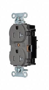 HUBBELL Receptacle: Duplex, 5-20, Gray, 125V AC, 20 A, 2 Pole / 3 Wire (MPN 5362STGYTR)