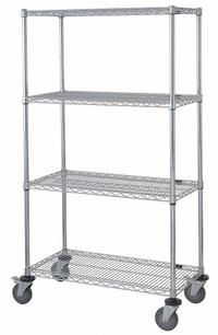 APPROVED VENDOR Wire Shelving Unit: 60 in x 24 in x 69 in, Dry/Harsh/Wet, Split Sleeve, 4 Shelves (MPN GAWRC63-2460S). Key specifications — Color: Silver; Recommended Environment: Dry; Number Of Shelves: 4; Caster Wheel/Configuration: (4) Swivel; Material: Stainless Steel; Caster Wheel/Tread Material: Polyurethane; Brand: APPROVED VENDOR.