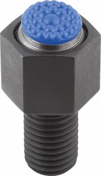 KIPP Threaded Gripper w/Polyurethane Pad: M10, 30 mm Thread Lg, 10 mm Pad Dia, 17 mm OD, Textured (MPN K0289.610X030). Key specifications — Brand: KIPP; Hardness: Shore 60.