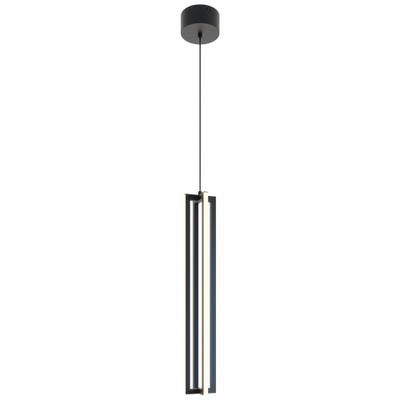 AFX INC. LEDPendant: 4 in Dia, 24 in Ht, Black, 2,400 lm, 3000K, 25 W, 120V AC - Cass Pendant Lights