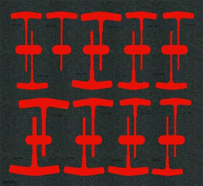 PROTO Foam Insert: Black/Red, 23 in Overall Wd, 16 in Overall Lg, 17 Compartments - Tool Storage Foam Inserts