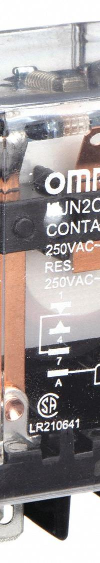 OMRON General Purpose Relay: Socket Mounted, 10 A Current Rating, 24V AC, DPDT, 8 Pins/Terminals (MPN MJN2C-N-AC24). Key specifications — Brand: OMRON; Base Type: Square; Mounting Style: Plug-In; Pin Shape: Flat; Electrical Connection: Quick-Connect; Manufacturer Part Number: MJN2C-N-AC24; Series: MJN Series.