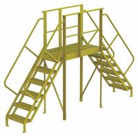 TRI-ARC Crossover Bridge: 5 ft Platform Ht, Steel, 1,000 lb Load Capacity, Perforated, 6 Steps (MPN 7CZ04). Key specifications — Brand: TRI-ARC; Color: Yellow; Tread Type: Perforated.