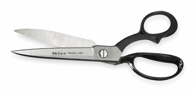 CRESCENT WISS Carpet Shears: Right-Hand, 12 in Overall Lg, Straight, Steel, Pointed - All-Metal Offset Scissors