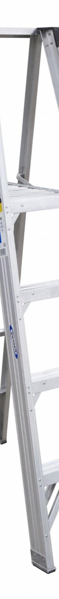 WERNER Platform Stepladder: 4 ft Ladder Size, Aluminum, 375 lb Load Capacity, 25 lb Wt (MPN P404). Key specifications — Brand: WERNER; Included Features: Guard Rail.