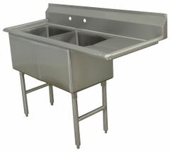 ADVANCE TABCO Scullery Sink: 2 Bowls, 43 in Overall Ht, 56 1/2 in Overall Lg, 24 in Overall Wd (MPN FC-2-1818-18R-X). Key specifications — Brand: ADVANCE TABCO.