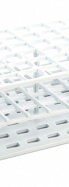 Tube Rack: 2 7/8 in Overall Wd, 10 in Overall Ht, 5 in Overall Lg, Polypropylene, White, (72) Wells (MPN HS27552A). Key specifications — Material: Polypropylene; Mounting Location: Benchtop; Color: White; Product Type: Test Tube Rack; Total Holding Capacity: (72) Wells; Brand: HEATHROW SCIENTIFIC.