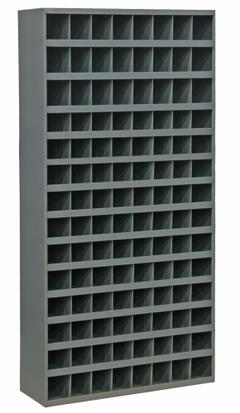 DURHAM MFG Pigeonhole Bin Unit: 34 in x 12 in x 66 in, 112 Compartments, Gray, Steel, Powder Coated (MPN 745-95). Key specifications — attr7229: Steel; attr38869: DURHAM MFG; attr38873: Gray.