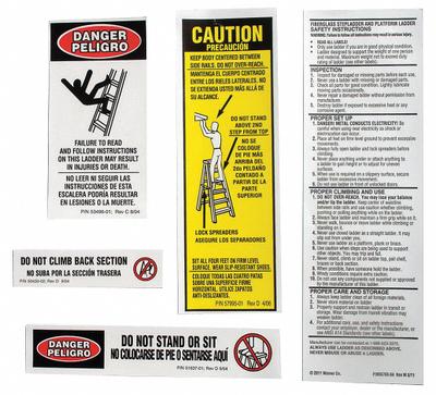 WERNER Stepladder Safety and Instructions Labels: Fits Werner Brand (MPN LAS100) - Material Handling Parts