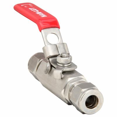 HAM-LET Manual Two-Way Ball Valve: 3/8 in, Stainless Steel, Straight - Straight-Body Stainless Steel Ball Valves