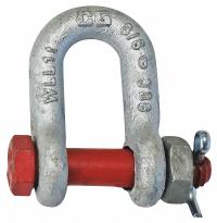 CROSBY D-Shackle: Chain Shackle, 1,500 lb Working Load Limit, 17/32 in Wd Between Eyes, Carbon Steel (MPN 1019770). Key specifications — Body Color: Silver; Brand: CROSBY.