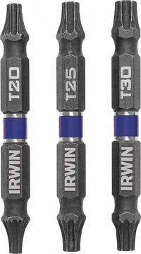IRWIN Double Ended Driver Bit: Imperial, Impact, T30 – Torx® Bit Size and Type Side 1, Std, 3 PK (MPN IWAF32DETX3). Key specifications — attr1132179: Hex; attr1110551: IRWIN; attr1132174: S2 Steel.