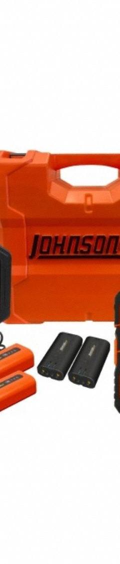 JOHNSON LEVEL Rotary Laser Kit: 4,000 ft Range w/Receiver, Green Beam, Horizontal/Vertical, 0 Dots (MPN JRT300-GNHV-K). Key specifications — attr935954: Green; attr935948: ±1/8 in @ 100 ft (Vertical); attr935970: (2) Batteries; attr935961: Horizontal; attr935962: Electronic Self-Leveling; attr935949: Li-Ion; attr935951: Impact-Resistant to 6 ft; attr935952: Batteries Included.