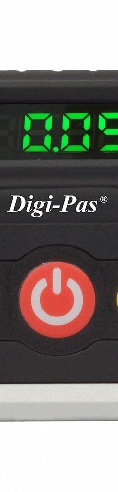 DIGI-PAS Digital Level: 0°– 90°, 1 Neodymium, 0.1°, 2 3/8 in Overall Lg, AAA Battery Size, ± 0.1° (MPN 2-00099-99). Key specifications — attr934737: DIGI-PAS; attr939806: 0.1°; attr939808: AAA.