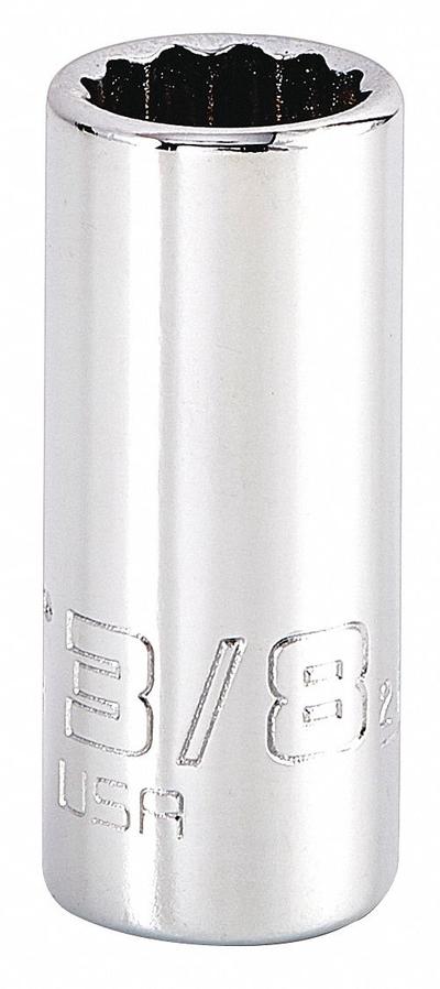 PROTO Socket: SAE, 1/4 in Drive Size, 3/8 in Socket Size, 12-Point, Std, Chrome - 1/4" Drive Hand Sockets
