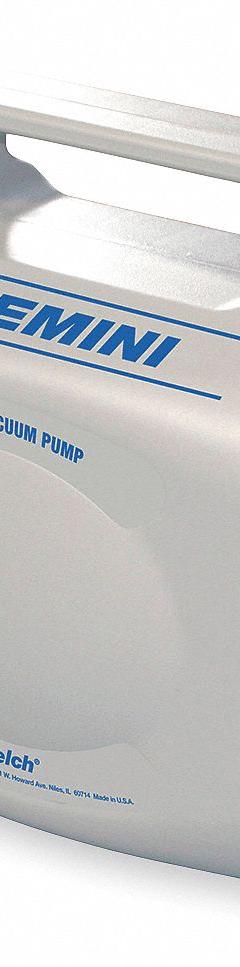 WELCH Vacuum Pump: 1/200 hp Output Power, 0.5 cfm Free Air Displacement, 22.4 in Hg Max Vacuum (MPN 2050B-01). Key specifications — attr51413: WELCH.