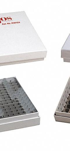 Freezer Box: 5 1/4 in Overall Lg, 5 1/4 in Overall Wd, Cardboard, (196) Place Cell Driver (MPN R3012A). Key specifications — Compatible with Manufacturer Model Number: 0381530; Includes: (196) Place Cell Driver; Material: Cardboard; Product Type: Freezer Box; Brand: ARGOS TECHNOLOGIES.