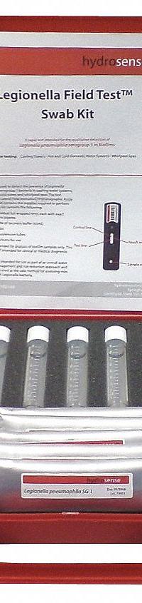 LOVIBOND Legionella Swab Water Test Kit: Legionella, 0 to 1 mg/L, 5 Tests, 17 Pieces (MPN L56B006401). Key specifications — Includes: (5) Swabs; Range: 0 to 1 mg/L; Test Parameters: Legionella.