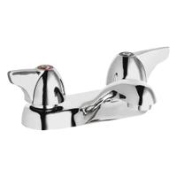 CHICAGO FAUCETS Low Arc Bathroom Faucet: 404, Cast Brass, Polished Chrome Finish, 1 gpm Flow Rate (MPN 802-VE64-1000AB). Key specifications — Includes: Mounting Hardware; Brand: CHICAGO FAUCETS; Series: 404.