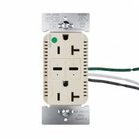 USB Receptacle: Duplex, 5-20R, 2 USB Ports, USB Type C, Ivory, 125V AC, 20 A (MPN TR20HUSBPD65I). Key specifications — Brand: LEGRAND.