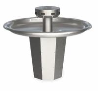 BRADLEY Wash Fountain: Silver, Stainless Steel, Circular, 54 in Overall Wd, Central Rising Drain (MPN S93-642). Key specifications — Bowl Shape: Circular; Drain Type: Central Rising; Color: Silver; Brand: BRADLEY; Series: Sentry; Sink Material: Stainless Steel; ADA Compliant: ADA Compliant.