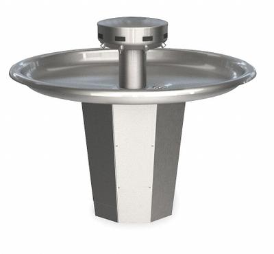 BRADLEY Wash Fountain: Silver, Stainless Steel, Circular, 54 in Overall Wd - Sensor-Operated Wash Fountains