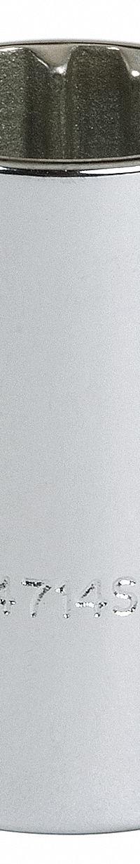 PROTO Socket: SAE, 1/4 in Drive Size, 3/8 in Socket Size, Spline, Std, Chrome, Not Tether Capable (MPN J4712SPL). Key specifications — attr1204417: PROTO; attr1204392: Chrome.