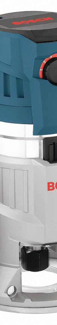 BOSCH Router: Mid-Size, Fixed Base, 2.3 hp, Variable Speed, 25,000 RPM, 1/2 in Collet, Soft-Start (MPN MRF23EVS). Key specifications — attr326433: Soft-Start; attr241172: Router; attr217717: 120V AC; attr217680: BOSCH.