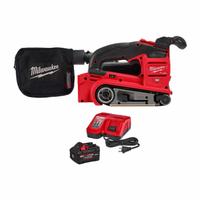 MILWAUKEE Belt Sander Kit: M18™, Battery Included, 3 in Belt Wd, 18 in Belt Lg, 1 Abrasives Included (MPN 2832-20, 48-59-1881). Key specifications — attr664065: Hose Adapter; attr667657: Brushless; attr664061: Cordless; attr664068: Battery Included; attr664067: (1) 8.0 Ah; attr664069: M18™; attr664087: 48-11-1881; attr664086: 48-59-1808.