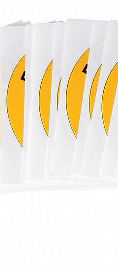 Legend Plate Label: 22 mm Panel Mounting Size, Round, 2 3/8 in Overall Dia, For Series R4400/R6000 (MPN THTEP-247-593YL). Key specifications — Brand: BRADY; Manufacturer Part Number: THTEP-247-593YL; Compatible with Series: R4400; Background Color: Yellow; Language: English; Legend: Emergency Stop; Legend Color: Black; Material: Polyester.