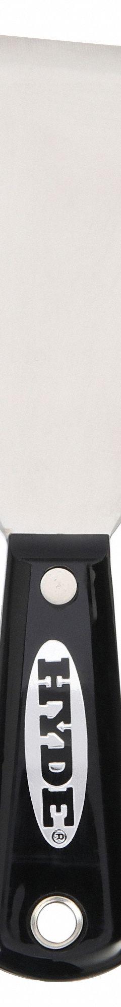HYDE Scraper: Bld. Mat. Stainless Steel, Hdl. Mat. Nylon, Stiff, Straight Bld. Shape (MPN 01440). Key specifications — attr1004902: HYDE; attr1012057: Full; attr1014703: Plastic; attr1017570: Standard End; attr1029655: Straight; attr1034073: Bevel/ Offset.