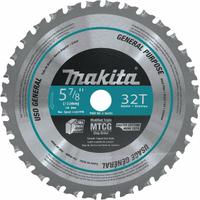 MAKITA Circular Saw Blade: 5 7/8 in Blade Dia., 32 Teeth, 0.06 in Cut Wd, 5/8 in Arbor Size, Carbide (MPN A-96095). Key specifications — attr1116119: MAKITA; attr1145631: Ferrous Metals.