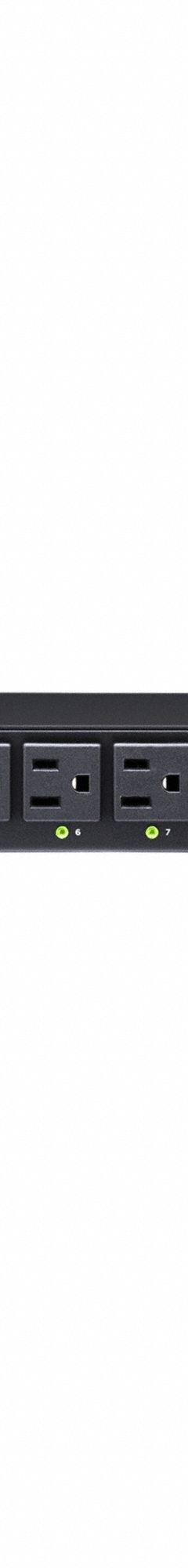 CYBER POWER Power Distribution Unit: Single-Phase, 8 Outlets, (8) NEMA 5-15R, Metered, 0_1 RU (MPN PDU81001). Key specifications — Plug Type: NEMA 5-15P; Brand: CYBER POWER; Phase: Single-Phase; Receptacle Type: (8) NEMA 5-15R; Mounting Location: Vertical Rack; Facing: Front.