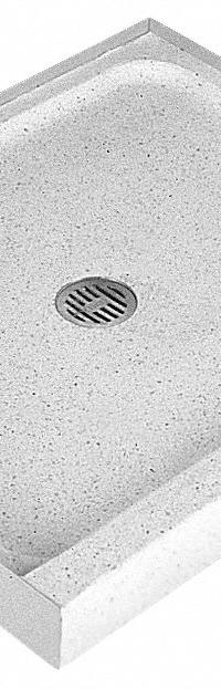 FIAT PRODUCTS Shower Base: Rectangle, Single Threshold, Terrazzo, 32 in Overall Lg, 4 in Overall Ht (MPN 6032MFTR081). Key specifications — Material: Terrazzo; Drain Location: Center; Brand: FIAT PRODUCTS.