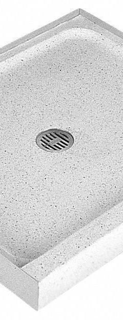 FIAT PRODUCTS Shower Base: Rectangle, Single Threshold, Terrazzo, 32 in Overall Lg, 4 in Overall Ht (MPN 6032MFTR081). Key specifications — Material: Terrazzo; Drain Location: Center; Brand: FIAT PRODUCTS.