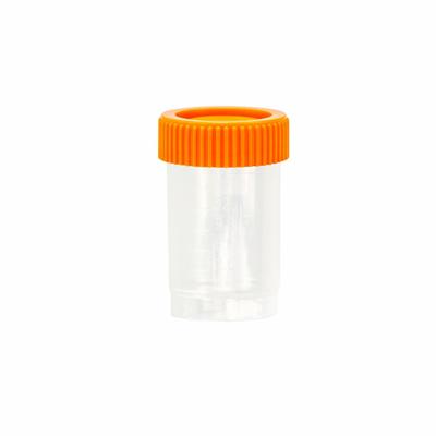 APPROVED VENDOR 20 mL Vials with Caps: Sample, PPCO, 20 mL, Orange, 28 mm Body Dia - Plastic Lab Vials