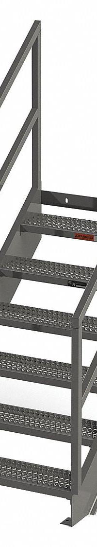 APPROVED VENDOR Portable Stairs: 7.1 ft Overall Ht, Steel, 500 lb Load Capacity, Serrated, 6 Steps (MPN IS49-36). Key specifications — Color: Gray; Brand: APPROVED VENDOR.