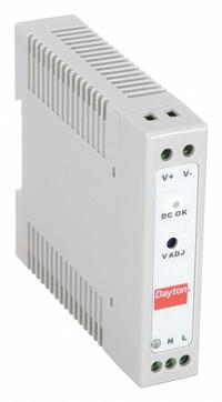 DAYTON DC Power Supply: DIN Rail, 30 W Output Power - Rated, 1.25 A Current - Output, Single Phase (MPN 33NT19). Key specifications — attr1044898: Single; attr1044874: Plastic; attr1044879: 90 to 264V AC; attr211400: DAYTON.