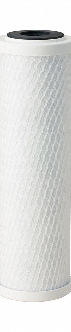 EVERPURE Water Filter Cartridge: 0.5 micron, 2 gpm, 9 3/4 in Overall Ht, 10,000 gal, Carbon (MPN EV910853). Key specifications — Brand: EVERPURE; Reduces: Dirt; Filter Media: Carbon.