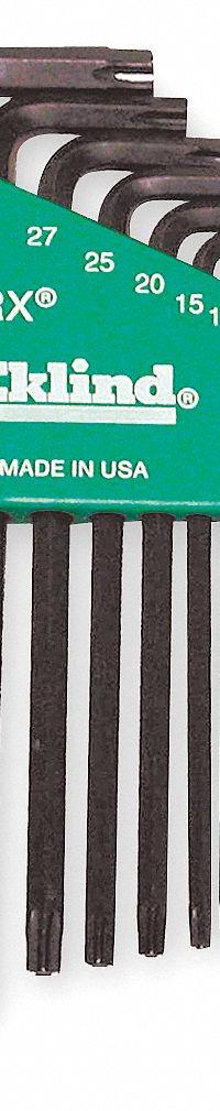 EKLIND Torx Key Set: Long, 7 Pieces, T10/T15/T20/T25/T27/T30/T40 Tip Size, Std End, Organizer (MPN 10707). Key specifications — attr1205450: EKLIND; attr1205441: Black Oxide.