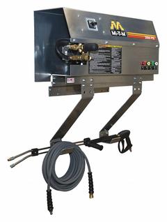 MI-T-M Electric Pressure Washer: Wall Mount, 230 V – Three-Phase, 3,000 psi, 3.9 gpm, 8 hp (MPN GC-3004-0MEW3). Key specifications — Burner Fuel: Electric; Pump Drive: Direct; Brand: MI-T-M; Water Intake: Hot Water Intake.