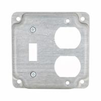 RACO Electrical Box Cover: 2 Gangs, Crushed Corner, For Square Box Shape, Galvanized Zinc (MPN 906C). Key specifications — Brand: RACO; For Box Shape: Square; Material: Galvanized Zinc; Cover Design: Crushed Corner.
