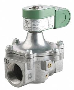 REDHAT Solenoid Valve: 2-Way, Normally Closed, 1 1/4 in Pipe Size, 120V AC, With Junction Box (MPN K3A772V). Key specifications — Brand: REDHAT; Pipe Size: 1-1/4 in; Voltage: 120V AC; Coil Enclosure: With Junction Box.